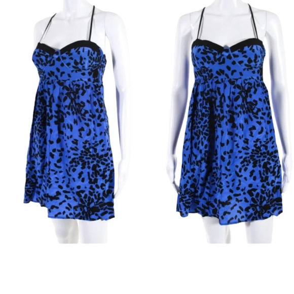 Nine Bird Dresses & Skirts - Nine Bird Blue & black mini w/ faux leather Size Medium